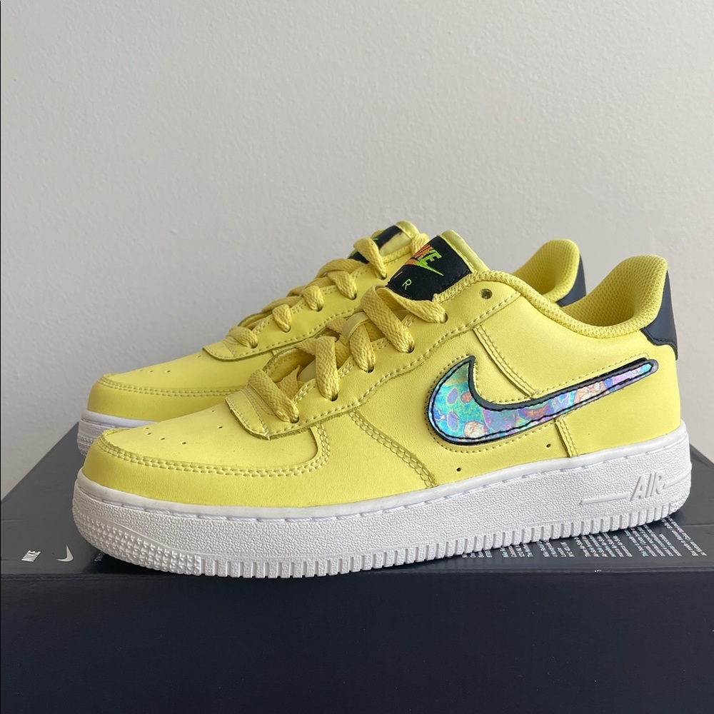 Nike Air Force 1 Yellow with Holographic Swoosh